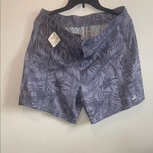 ZeroXposur Women's Swim Shorts - Blue Leaf Design